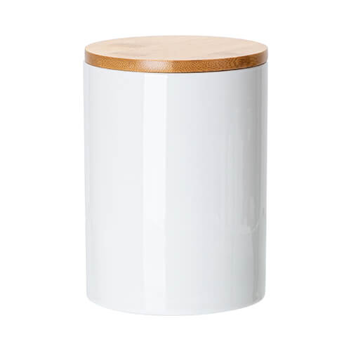 Ceramic container with wooden lid for sublimation